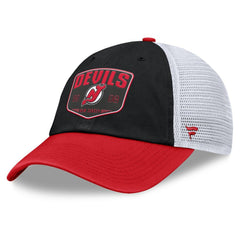 NHL New Jersey Devils Fanatics Fundamental One-Time Trucker Adjustable Hat - Black