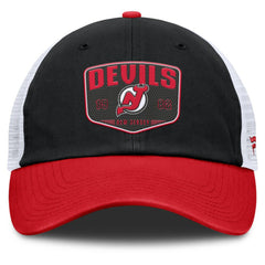NHL New Jersey Devils Fanatics Fundamental One-Time Trucker Adjustable Hat - Black