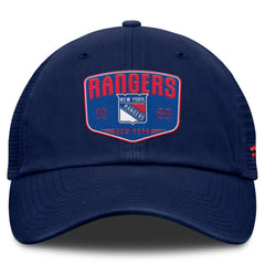 NHL New York Rangers Fanatics Fundamental One-Time Trucker Adjustable Hat - Blue