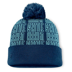 NHL Seattle Kraken Fanatics Fundamental Empty Net Cuffed Knit Hat with Pom - Deep Sea Blue