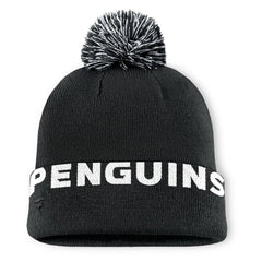 NHL Pittsburgh Penguins Fanatics Fundamental High Stick Cuffed Knit Hat with Pom - Black