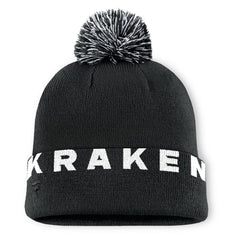 NHL Seattle Kraken Fanatics Fundamental High Stick Cuffed Knit Hat with Pom - Black