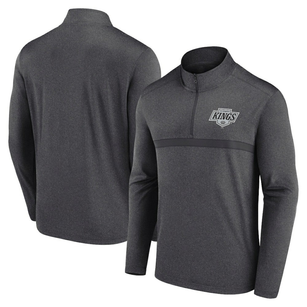 NHL Los Angeles Kings Logo Athletic Head-to-Head Raglan Quarter-Zip Top - Heather Charcoal