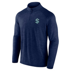NHL Seattle Kraken Logo Athletic Head-to-Head Raglan Quarter-Zip Top - Navy