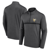 NHL Pittsburgh Penguins Logo Athletic Head-to-Head Raglan Quarter-Zip Top - Heather Charcoal
