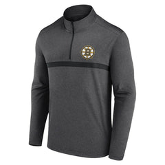 NHL Boston Bruins Logo Athletic Head-to-Head Raglan Quarter-Zip Top - Heather Charcoal