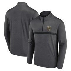 NHL Vegas Golden Knights Logo Athletic Head-to-Head Raglan Quarter-Zip Top - Heather Charcoal