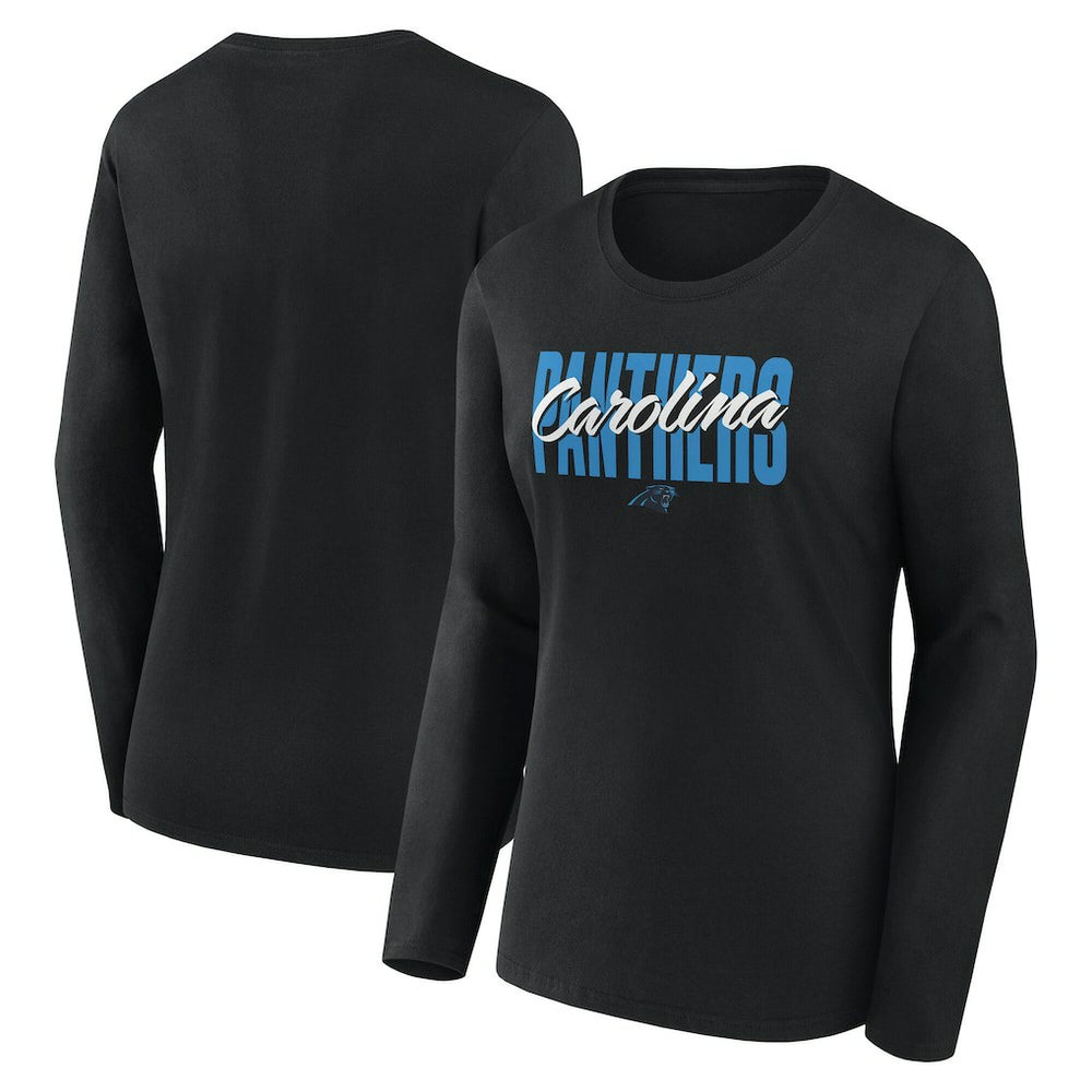 Carolina Panthers Logo Athletic Women's Grip Long Sleeve T-Shirt Black