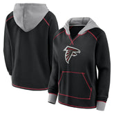 Atlanta Falcons Logo Athletic Women's Boom Fleece Pullover V-Neck Hoodie Black