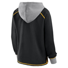 Pittsburgh Steelers Logo Athletic Women's Boom Fleece Pullover V-Neck Hoodie Black