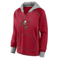 Tampa Bay Buccaneers Logo Athletic Women's Boom Fleece Pullover V-Neck Hoodie Red