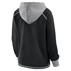 Las Vegas Raiders Logo Athletic Women's Boom Fleece Pullover V-Neck Hoodie Black