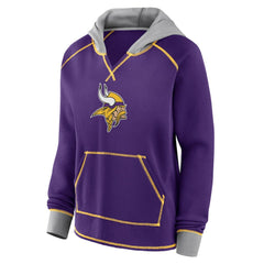 Minnesota Vikings Logo Athletic Women's Boom Fleece Pullover V-Neck Hoodie Purple