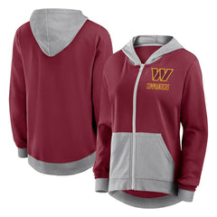 Washington Commanders Logo Athletic Women's Hit It French Terry Full-Zip Hoodie Burgundy