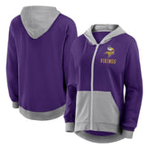 Minnesota Vikings Logo Athletic Women's Hit It French Terry Full-Zip Hoodie Purple