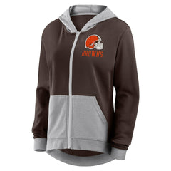 Cleveland Browns Logo Athletic Women's Hit It French Terry Full-Zip Hoodie Brown