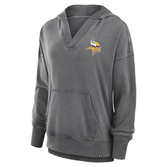 Minnesota Vikings Women's Initiative Snow Wash French Terry V-Neck Pullover Hoodie Heather Charcoal