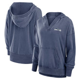 Seattle Seahawks Women's Initiative Snow Wash French Terry V-Neck Pullover Hoodie Heather College Navy