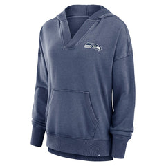 Seattle Seahawks Women's Initiative Snow Wash French Terry V-Neck Pullover Hoodie Heather College Navy