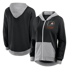 NHL Philadelphia Flyers Logo Athletic Women's Hit It French Terry Full-Zip Hoodie - Black