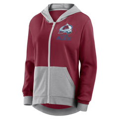 NHL Colorado Avalanche Logo Athletic Women's Hit It French Terry Full-Zip Hoodie - Burgundy