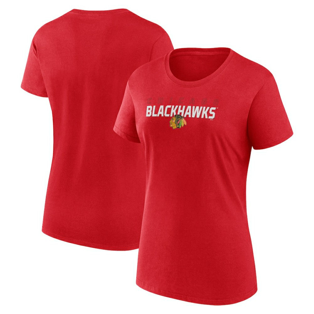 NHL Chicago Blackhawks Logo Athletic Women's Launch Scoop Neck T-Shirt - Red
