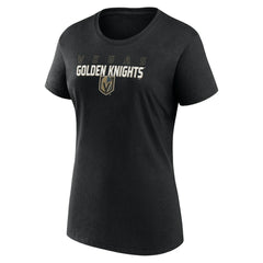NHL Vegas Golden Knights Logo Athletic Women's Launch Scoop Neck T-Shirt - Black