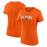 NHL Philadelphia Flyers Logo Athletic Women's Launch Scoop Neck T-Shirt - Orange