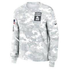Cleveland Browns Women's 2024 Salute To Service Dri-FIT Long Sleeve T-Shirt Arctic Camo