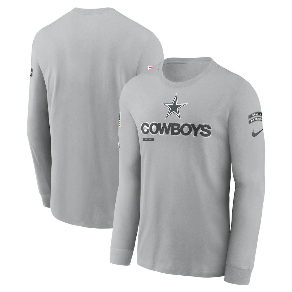 Dallas Cowboys 2024 Salute To Service Long Sleeve T-Shirt Gray