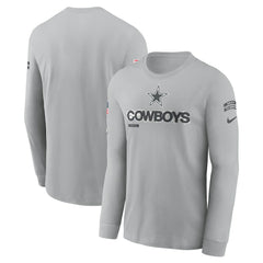 Dallas Cowboys 2024 Salute To Service Long Sleeve T-Shirt Gray
