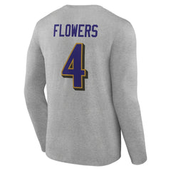 Zay Flowers Baltimore Ravens Icon Player Name & Number Long Sleeve T-Shirt Gray