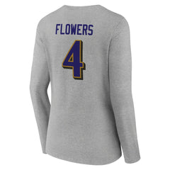 Zay Flowers Baltimore Ravens Women's Icon Player Name & Number Long Sleeve V-Neck T-Shirt Gray