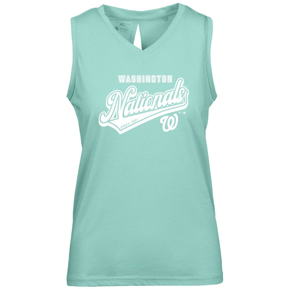 Washington Nationals Levelwear Women's Paisley Sweep V-Neck Tank Top - Mint Tanks