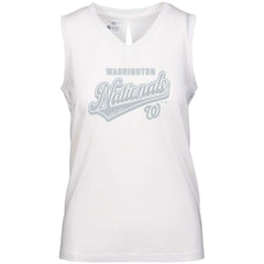 Washington Nationals Levelwear Women's Paisley Sweep V-Neck Tank Top - White Tanks
