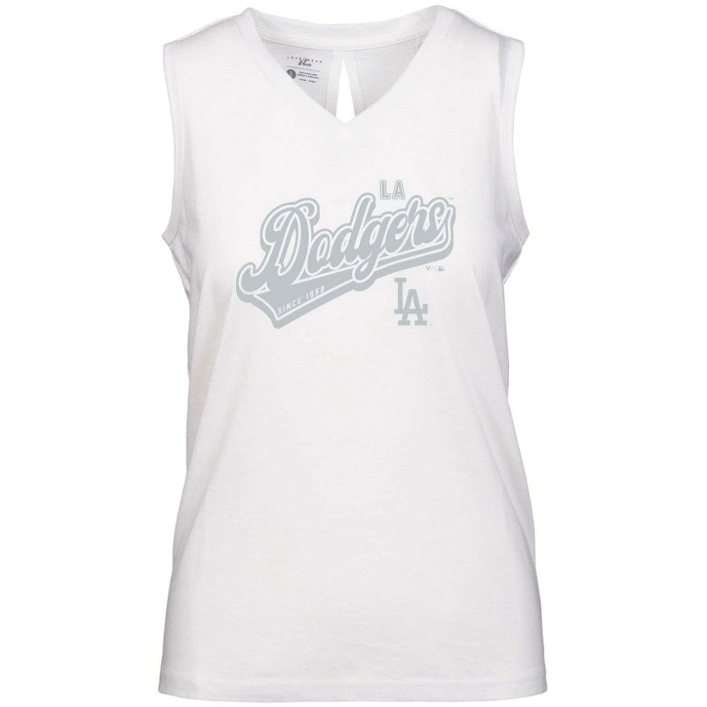 Los Angeles Dodgers Levelwear Women's Paisley Sweep V-Neck Tank Top - White Tanks
