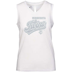Minnesota Twins Levelwear Women's Paisley Sweep V-Neck Tank Top - White Tanks