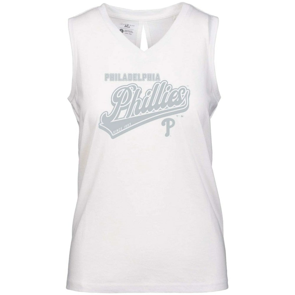 Philadelphia Phillies Levelwear Women's Paisley Sweep V-Neck Tank Top - White Tanks