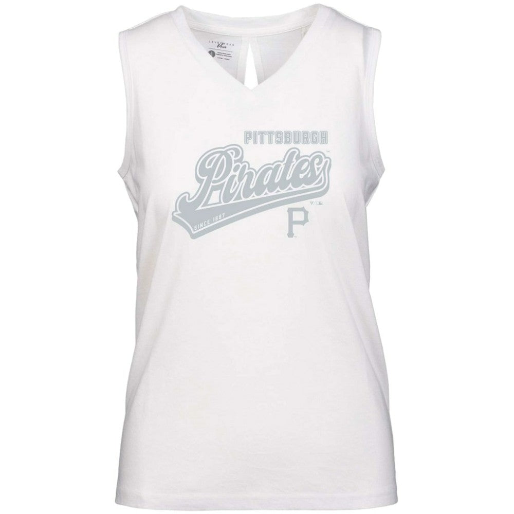 Pittsburgh Pirates Levelwear Women's Paisley Sweep V-Neck Tank Top - White Tanks