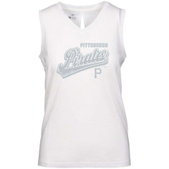 Pittsburgh Pirates Levelwear Women's Paisley Sweep V-Neck Tank Top - White Tanks