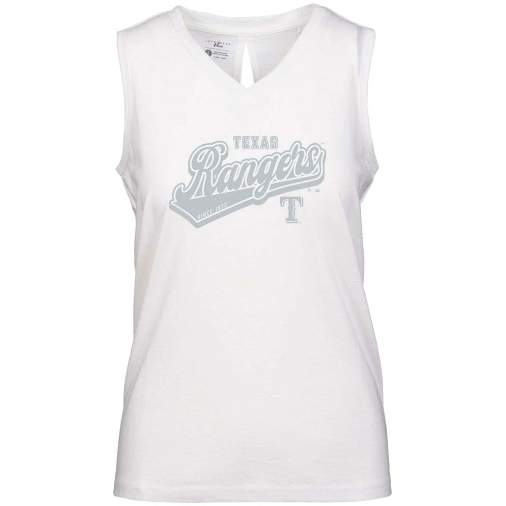 Texas Rangers Levelwear Women's Paisley Sweep V-Neck Tank Top - White Tanks
