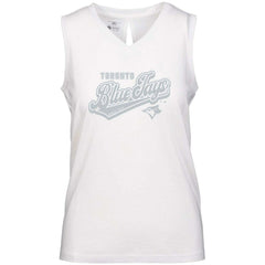 Toronto Blue Jays Levelwear Women's Paisley Sweep V-Neck Tank Top - White Tanks