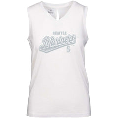 Seattle Mariners Levelwear Women's Paisley Sweep V-Neck Tank Top - White Tanks