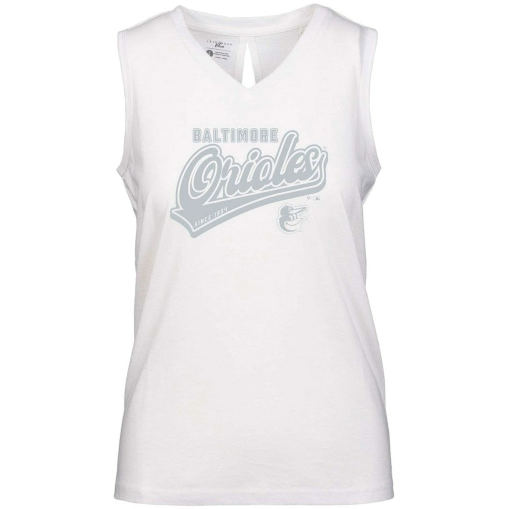 Baltimore Orioles Levelwear Women's Paisley Sweep V-Neck Tank Top - White Tanks