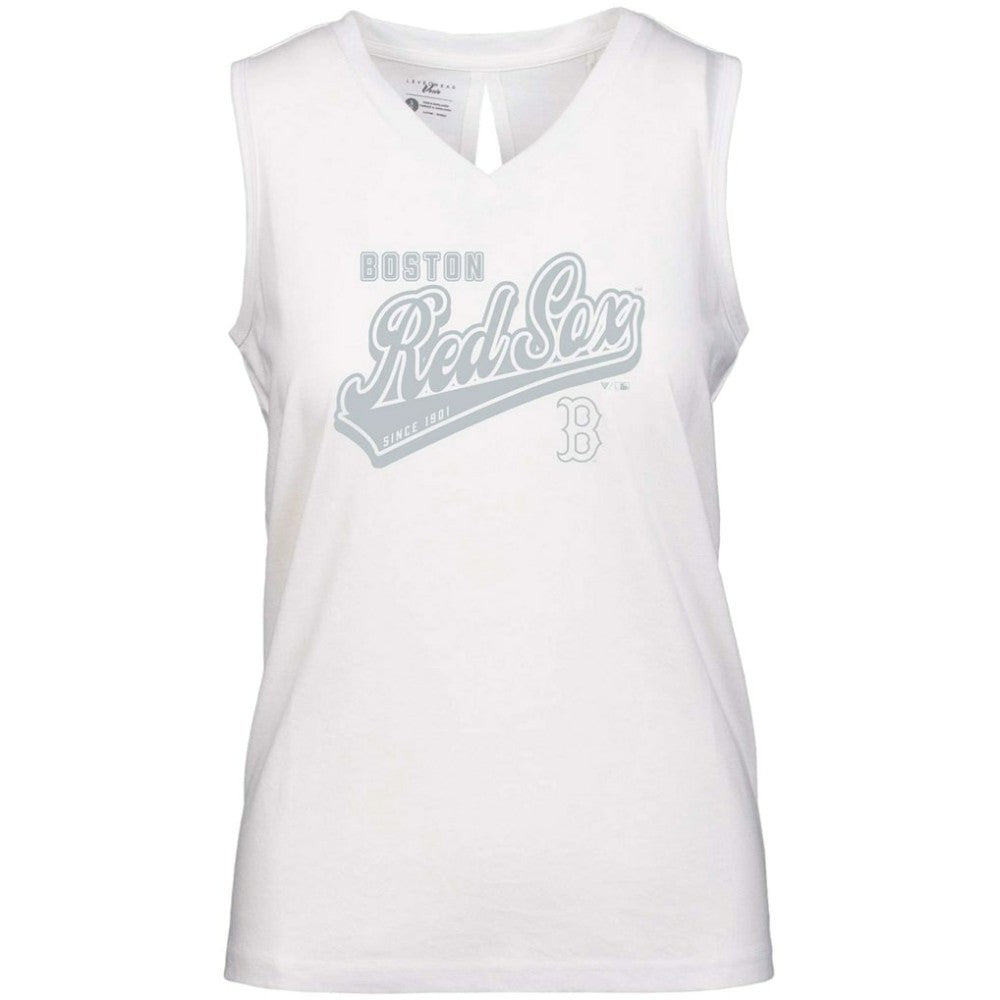 Boston Red Sox Levelwear Women's Paisley Sweep V-Neck Tank Top - White Tanks