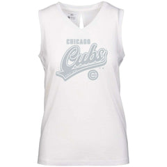 Chicago Cubs Levelwear Women's Paisley Sweep V-Neck Tank Top - White Tanks