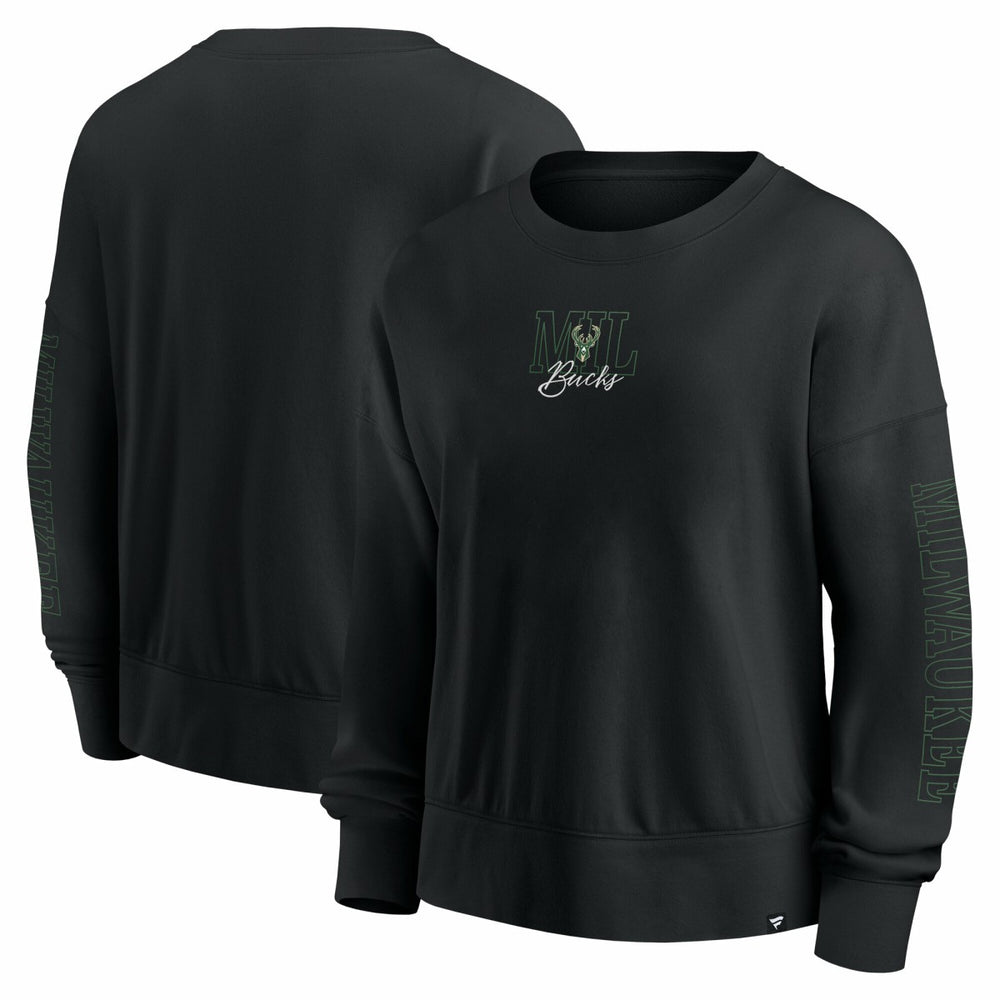 Milwaukee Bucks Women's Oversized Game Day Pullover Sweatshirt Black