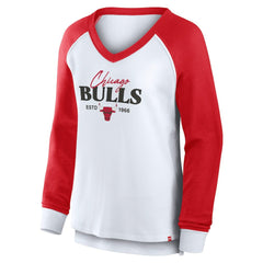 Chicago Bulls Women's Open Lane Waffle Long Sleeve V-Neck T-Shirt White