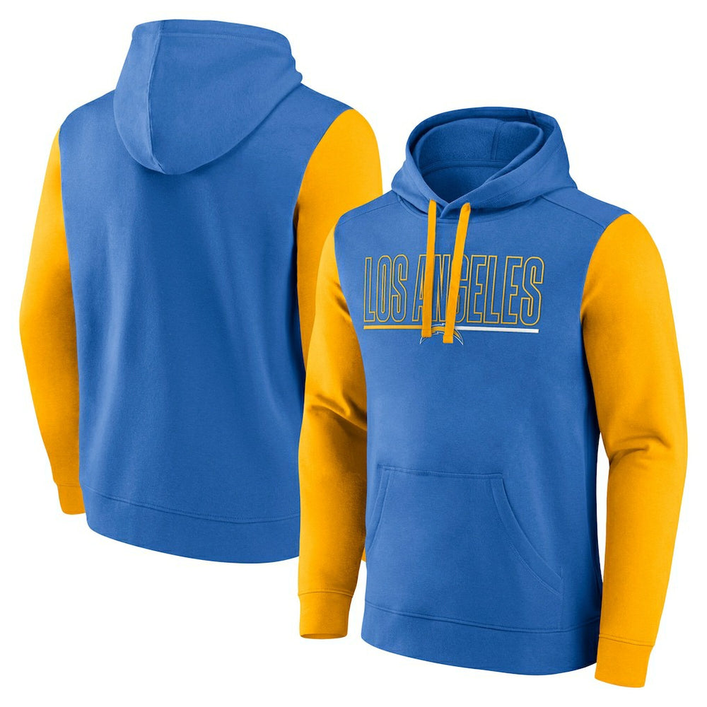 Los Angeles Chargers Outline Pullover Hoodie Powder Blue/Gold