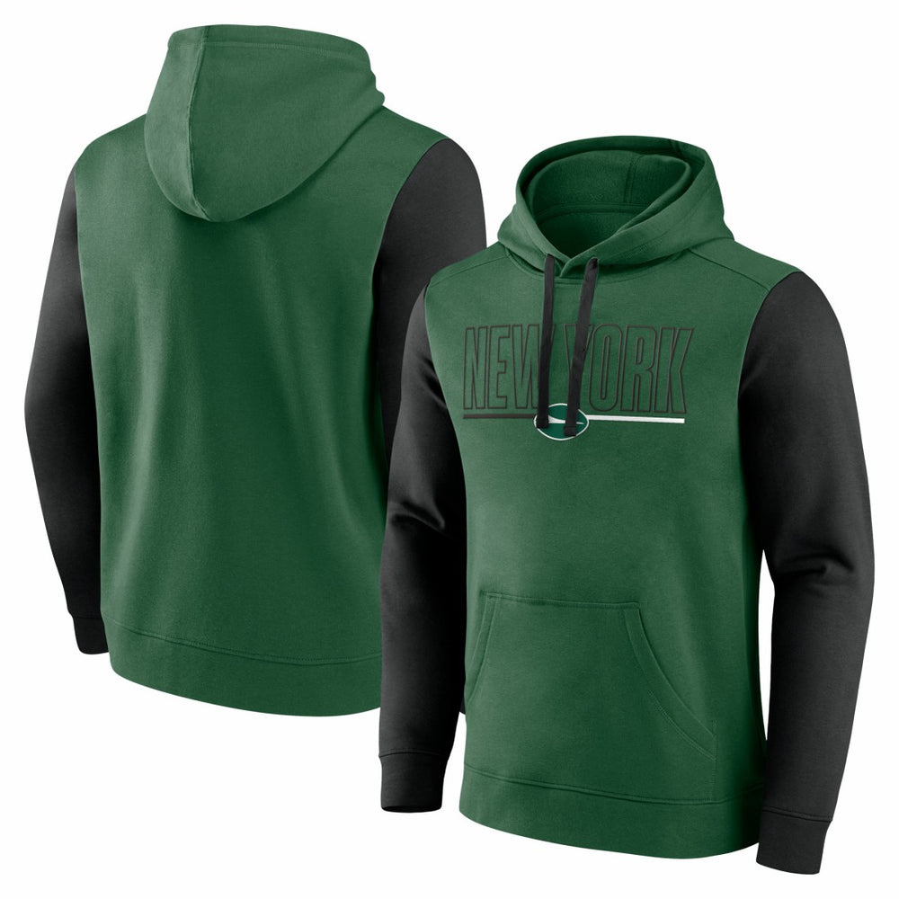 New York Jets Outline Pullover Hoodie Green/Black